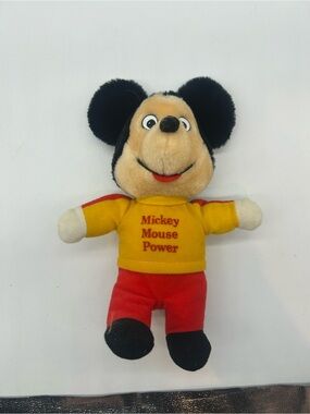 Vtg 1977 Mickey Mouse Power Bean Bag Plush Walt Disney Productions Knickerbocker